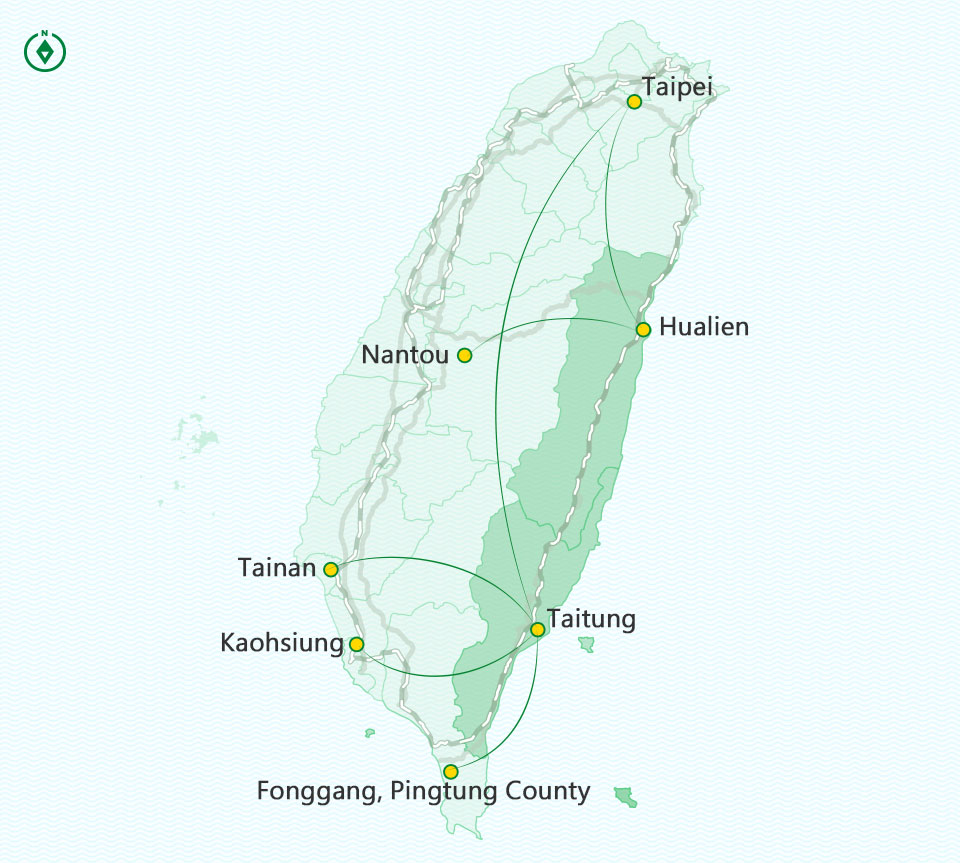 Cities that have transportation links to the East Longitudinal Valley by road, rail and air