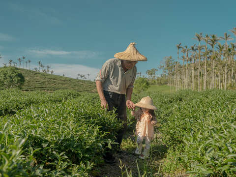 朵栗栗農坊品牌故事是延伸自兒時在農田戴斗笠的記憶，象徵品牌對對在地耕作的溫暖而深厚的情感。