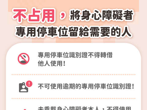 3.不占用身心障礙者專用停車位宣傳圖卡-不占用專用停車位