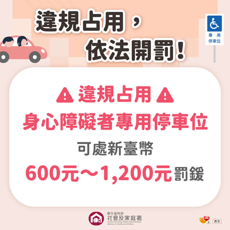 5.不占用身心障礙者專用停車位宣傳圖卡-違規占用罰鍰