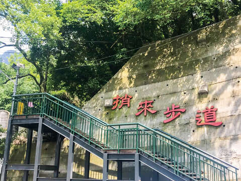 圖2-漫步在串連溪谷的捎來吊橋，春季的谷關山頭新綠點點。完善的步道指引與平緩的動線設計，讓長輩與孩童都能輕鬆親近大甲溪的壯麗景觀。(參山管理處提供)