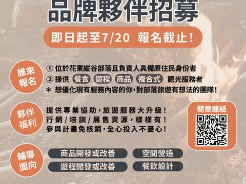 2026縱谷原遊會品牌夥伴招募至7／20日止，廣邀縱管處轄下部落單位踴躍報名