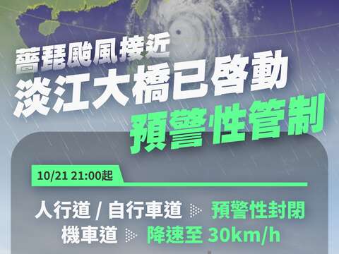 薔琵颱風因應措施_淡江大橋預警性管制